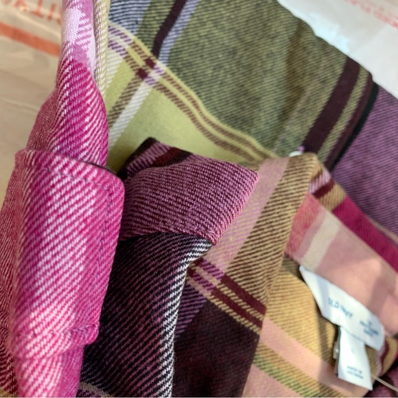 Old Navy NWT Pink Plaid Flannel Button Down size Large - Picture 4 of 17